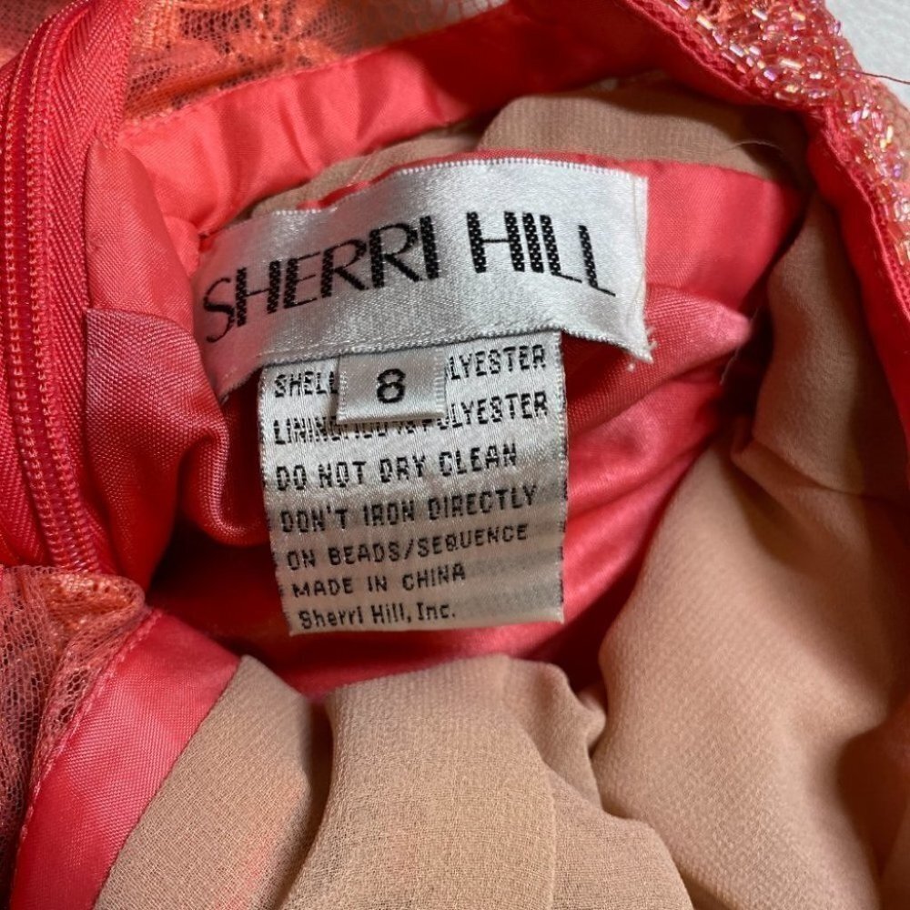 NWT Sherri Hill 50998 Coral Pink Lace Formal Gown $498 - Picture 9 of 12